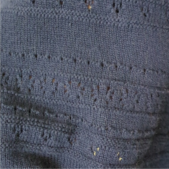 Draper James - Navy Blue Puff Sleeve Pointelle Henley Sweater - XXL - Picture 7 of 7